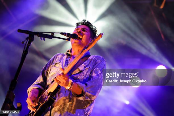 Dougy Mandagi of The Temper Trap performs on stage during Summer Series at Somerset House on July 11, 2012 in London, United Kingdom.