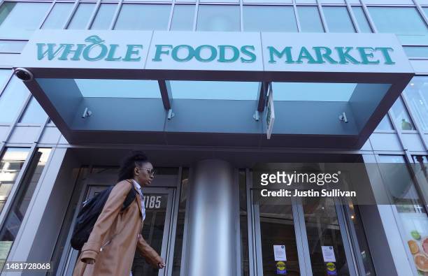 Pedestrian walks by a closed Whole Foods store on April 12, 2023 in San Francisco, California. Whole Foods has temporarily closed one of its San...