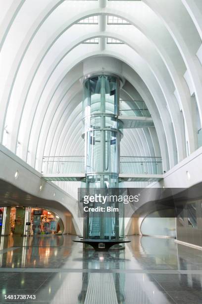 elevator in underground railroad station - liege belgium stock pictures, royalty-free photos & images