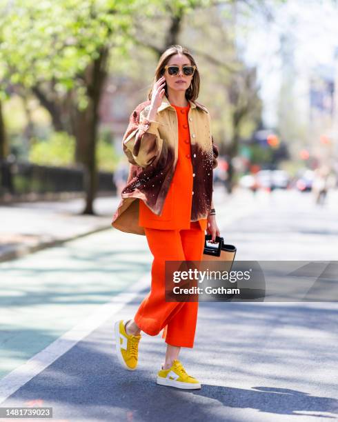 Olivia Palermo is seen in Washington Square Park on April 12, 2023 in New York City.