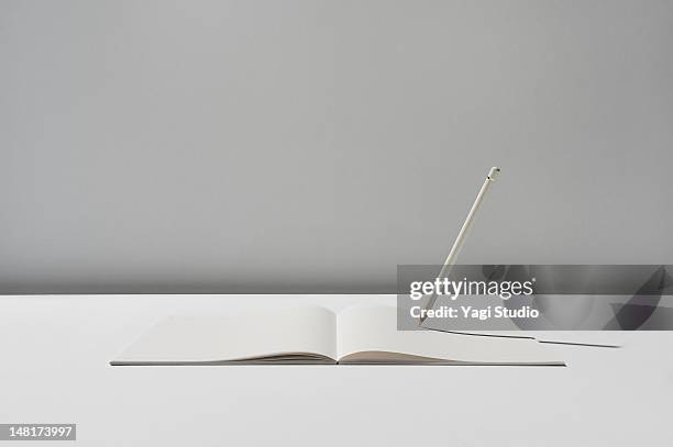 notebook and pencil on white background - note pad and pencil stock pictures, royalty-free photos & images