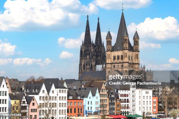 skyline of the cologne altstadt, germany - köln skyline stock pictures, royalty-free photos & images