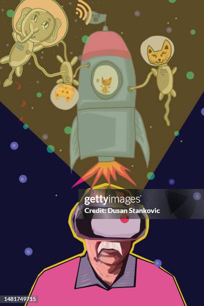 creative virtual projection - senior shuttle stock illustrations