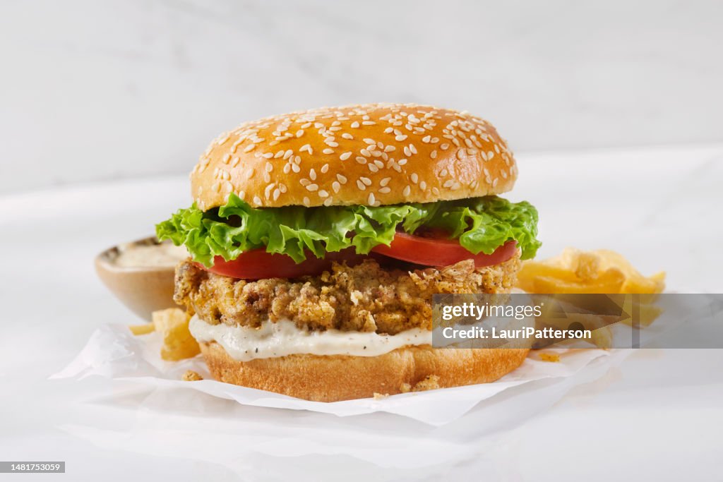 Copycat Chicken Fried Steak Burger High-Res Stock Photo - Getty Images