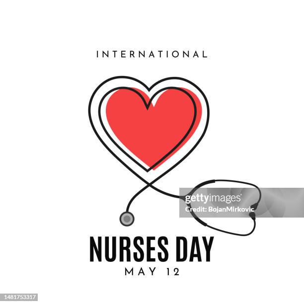 stockillustraties, clipart, cartoons en iconen met international nurses day poster, may 12. vector - stethoscope