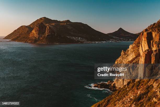 beautiful landscape at chapman's peak drive near cape town, south africa - cape town sunset stock pictures, royalty-free photos & images