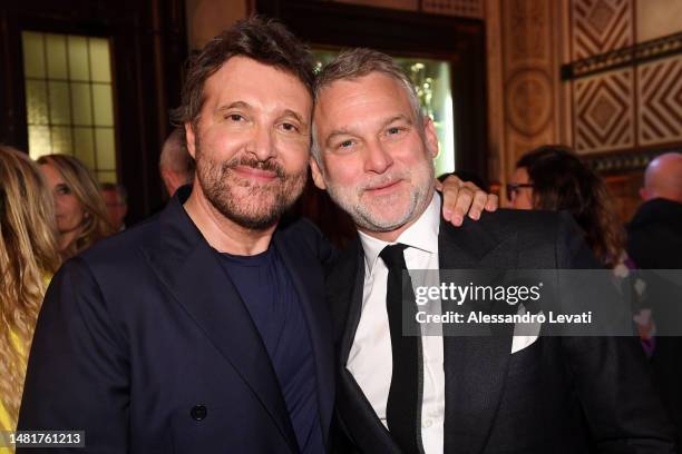 Antonio Riva and Andy Bianchedi attend the Princess Garden – Antonio Riva Milano Fashion Show Event at Società del Giardino on April 12, 2023 in...