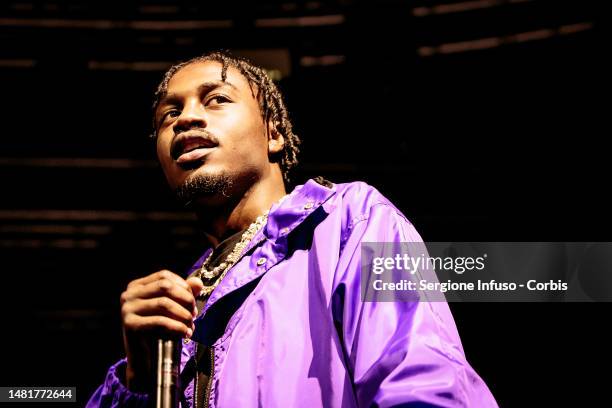 April 12: Lil Tjay performs at Fabrique on April 12, 2023 in Milan, Italy.