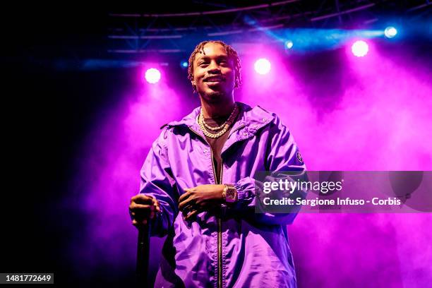 April 12: Lil Tjay performs at Fabrique on April 12, 2023 in Milan, Italy.