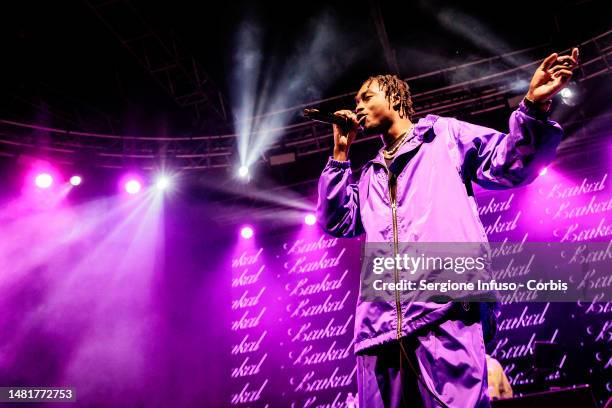 April 12: Lil Tjay performs at Fabrique on April 12, 2023 in Milan, Italy.