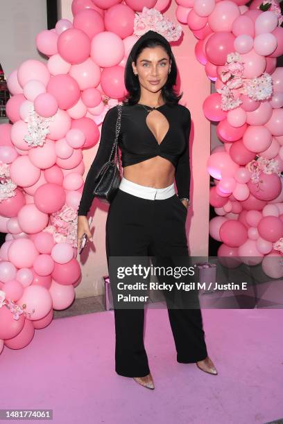 Cally Jane Beech seen attending PrettyLittleThing Showroom Launch on April 12, 2023 in London, England.