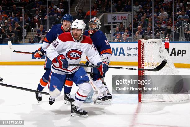 Joel Teasdale of the Montreal Canadiens skates in his first NHL game against the New York Islanders at the UBS Arena on April 12, 2023 in Elmont, New...