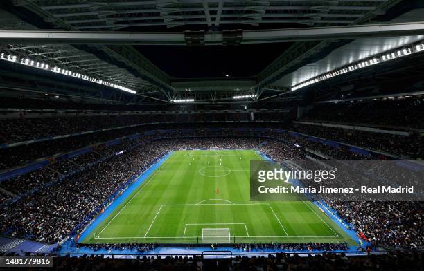 General view of Santiago Bernabéu during the UEFA Champions League quarterfinal first leg match between Real Madrid and Chelsea FC at Estadio...