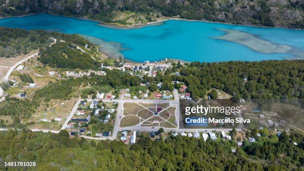 small village aerial view - aysén del general carlos ibáñez del campo stock pictures, royalty-free photos & images