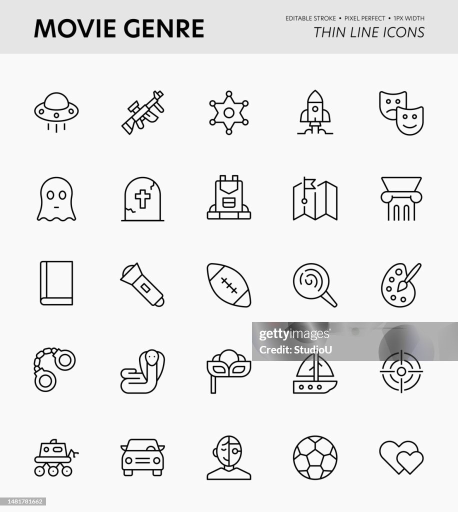 Movie Genre Editable Stroke Icons