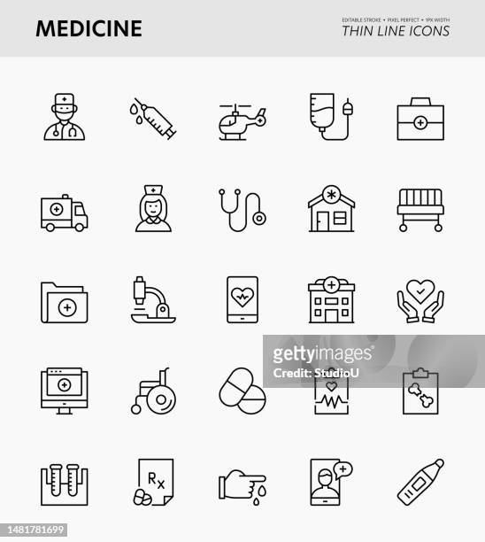 bearbeitbare schlaganfall-symbole für die medizin - antragsformular stock-grafiken, -clipart, -cartoons und -symbole