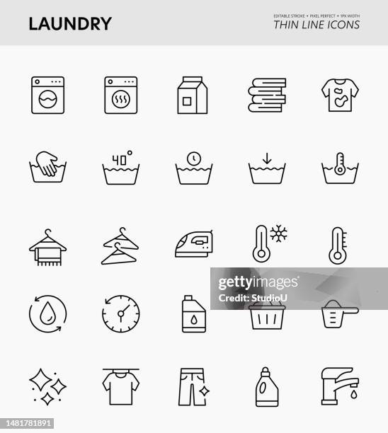 laundry editable stroke icons - laundry dryer stock illustrations