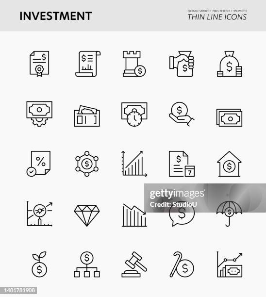 investment editable stroke icons - fee stock illustrations