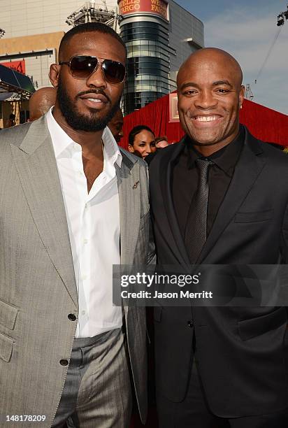 Fighters Jon Jones and Anderson Silva arrive at the 2012 ESPY Awards at Nokia Theatre L.A. Live on July 11, 2012 in Los Angeles, California.