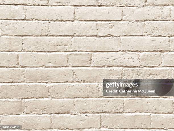 blank cream colored brick wall - met de kop tegen de muur lopen stockfoto's en -beelden