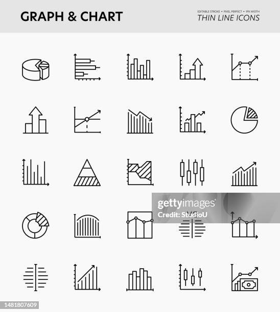 graph and charts editable stroke icons - gantt chart stock illustrations