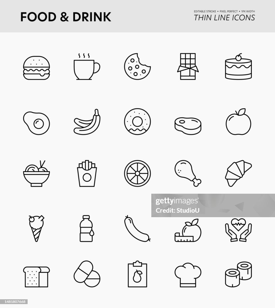 Food And Drink Editable Stroke Icons