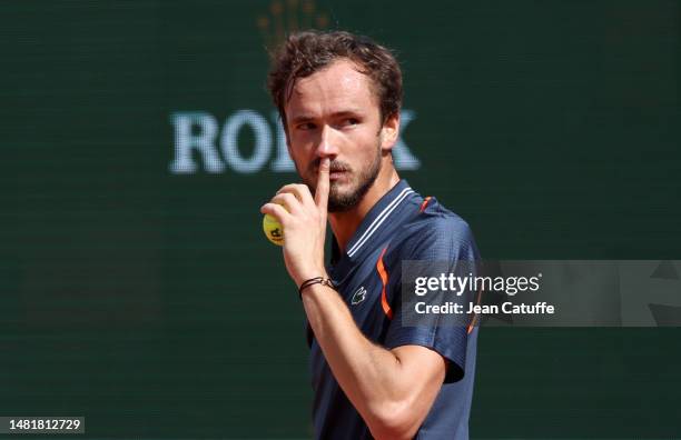 Daniil Medvedev of Russia during day 4 of the Rolex Monte-Carlo Masters 2023, an ATP Masters 1000 event at Monte-Carlo Country Club on April 12, 2023...