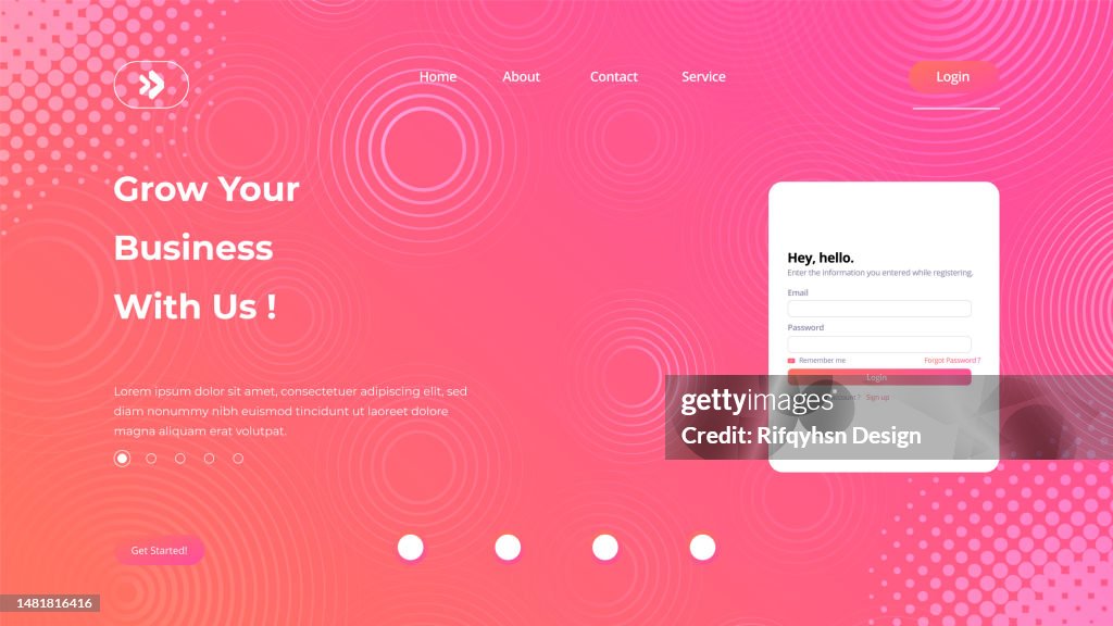 Kreatives Design der Landingpage-Vorlage. Moderner futuristischer geometrischer abstrakter Hintergrund.
