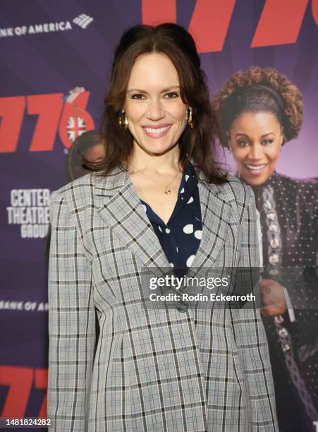 Emily Swallow attends the opening night performance of "1776" hosted by Center Theatre Group at Ahmanson Theatre on April 12, 2023 in Los Angeles,...