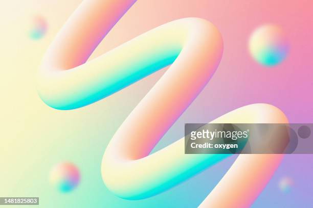 abstract swirl helix motion curve soft shapeneon yellow pink pastel colored light background - blue sports ball stock pictures, royalty-free photos & images