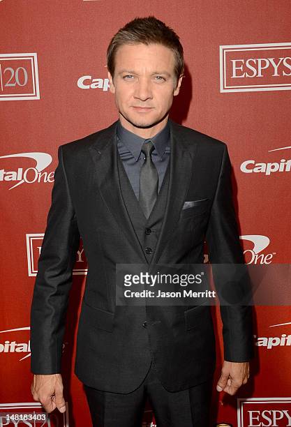 Actor Jeremy Renner poses backstage during the 2012 ESPY Awards at Nokia Theatre L.A. Live on July 11, 2012 in Los Angeles, California.