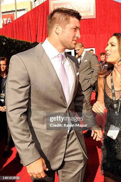 Player Tim Tebow of the New York Jets arrives at the 2012 ESPY Awards at Nokia Theatre L.A. Live on July 11, 2012 in Los Angeles, California.