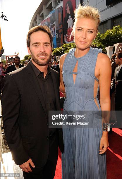Nascar driver Jimmie Johnson and tennis player Maria Sharapova arrive at the 2012 ESPY Awards at Nokia Theatre L.A. Live on July 11, 2012 in Los...