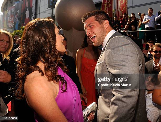 Player Tim Tebow of the New York Jets arrives at the 2012 ESPY Awards at Nokia Theatre L.A. Live on July 11, 2012 in Los Angeles, California.