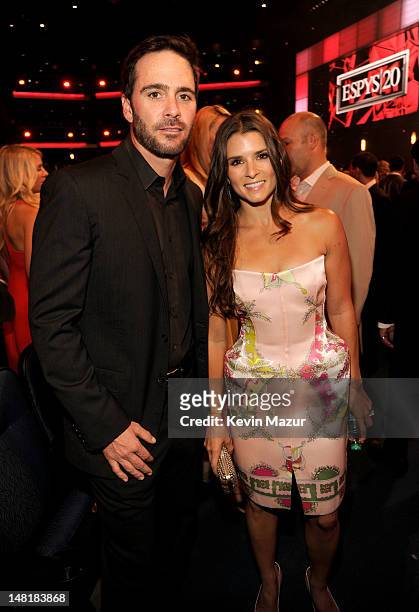 Drivers Jimmie Johnson and Danica Patrick attend the 2012 ESPY Awards at Nokia Theatre L.A. Live on July 11, 2012 in Los Angeles, California.