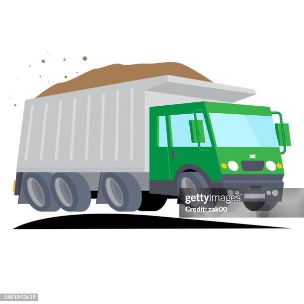 truck with sand. construction transport - gravel stock illustrations