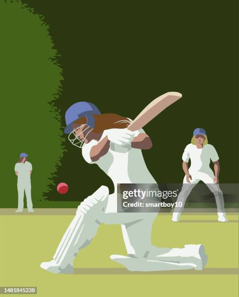 women cricket players - cricket bat vector stock illustrations