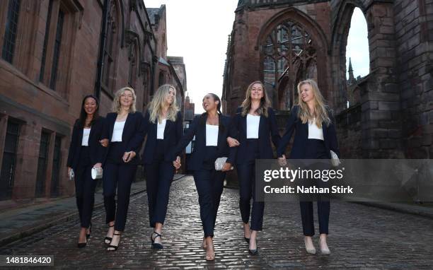 Anne Keothavong, Alicia Barnett, Katie Boulter, Heather Watson, Olivia Nicholls and Harriet Dart of Great Britain attends an official dinner at St...