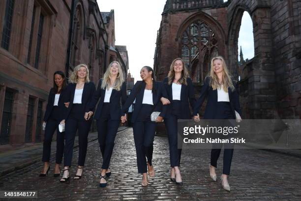 Anne Keothavong, Alicia Barnett, Katie Boulter, Heather Watson, Olivia Nicholls and Harriet Dart of Great Britain attend an official dinner at St...