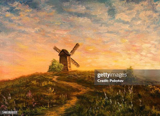 ilustraciones, imágenes clip art, dibujos animados e iconos de stock de molino de viento - molino de viento