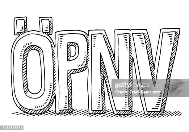 öpnv german text public transport drawing - german language stock illustrations