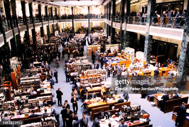 View of underwriters, members and names on the trading floor of the Underwriting Room at Lloyd's of London insurance market at their 51 Lime Street...