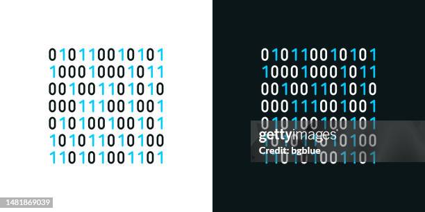 binary code. bicolor line icon on black or white background - editable stroke - binary code on white stock illustrations