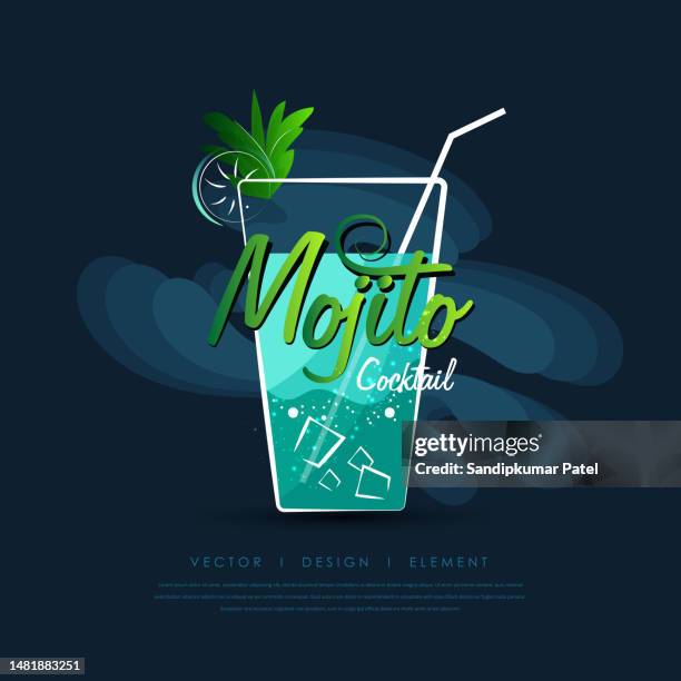 mojito cocktail on green background. - mojito stock illustrations