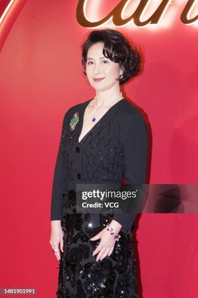 Pansy Ho Chiu-king, vice chairman of the All-China Federation of Industry and Commerce , attends Cartier event on April 13, 2023 in Hong Kong, China.