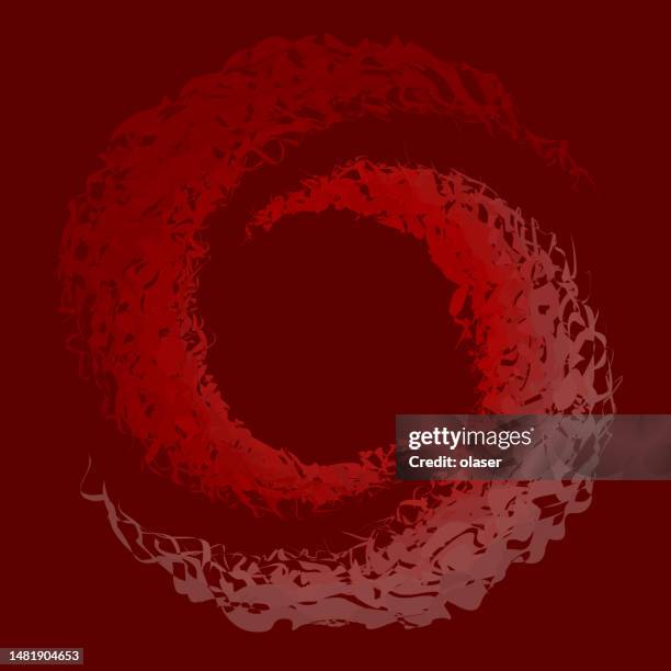 textured fine lines red 3d donut shape - intersecting circles stock illustrations