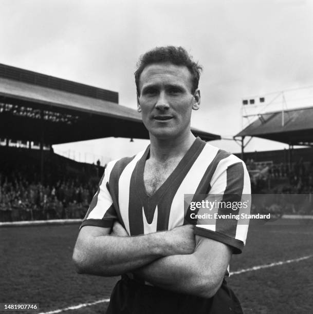 Brentford Football Club forward George Francis during a Division 3 match against Chesterfield, October 4th, 1958. The score was a 1-1 draw.
