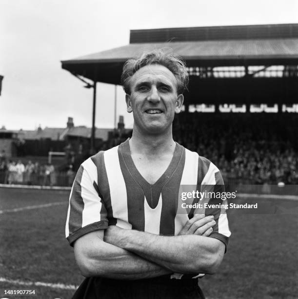 Brentford Football Club forward Eric Parsons during a Division 3 match against Chesterfield, October 4th, 1958. The score was a 1-1 draw.