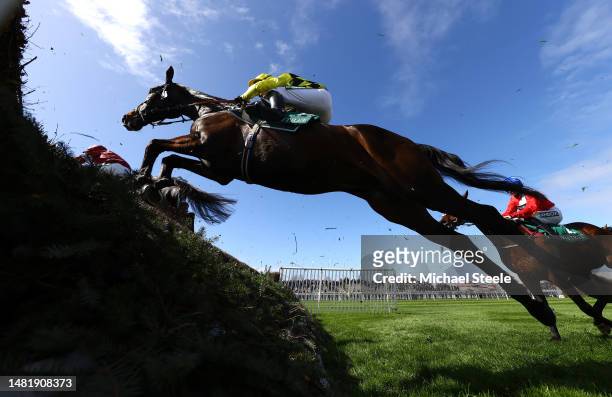 Shishkin ridden by Nico de Boinville en route to winning the Alder Hey Aintree Bowl Chase during the opening day of the Grand National Festival at...