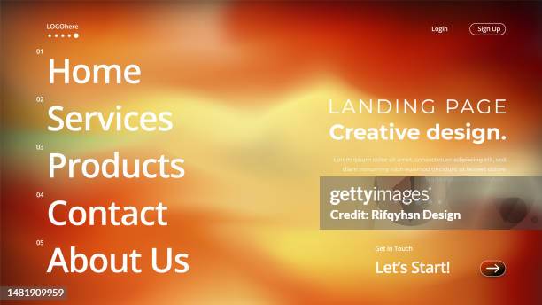 landing page template creative design. modern futuristic geometric abstract background. - responsive design stock illustrations